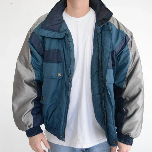 Vintage Extreme Limit Teal and Navy Zip Up winter Jacket Coat XL - Picture 1 of 12